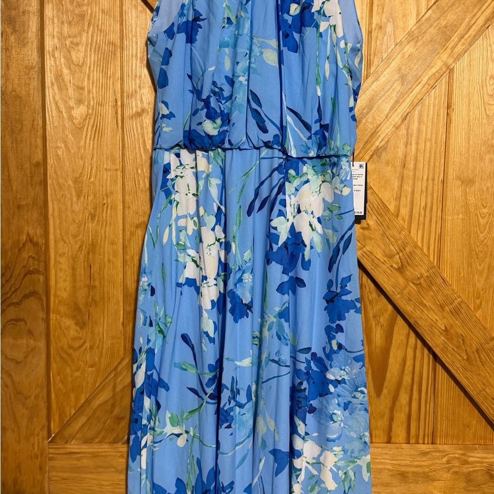 Adrianna Papell Blue Floral Midi Dress - Picture 2 of 5